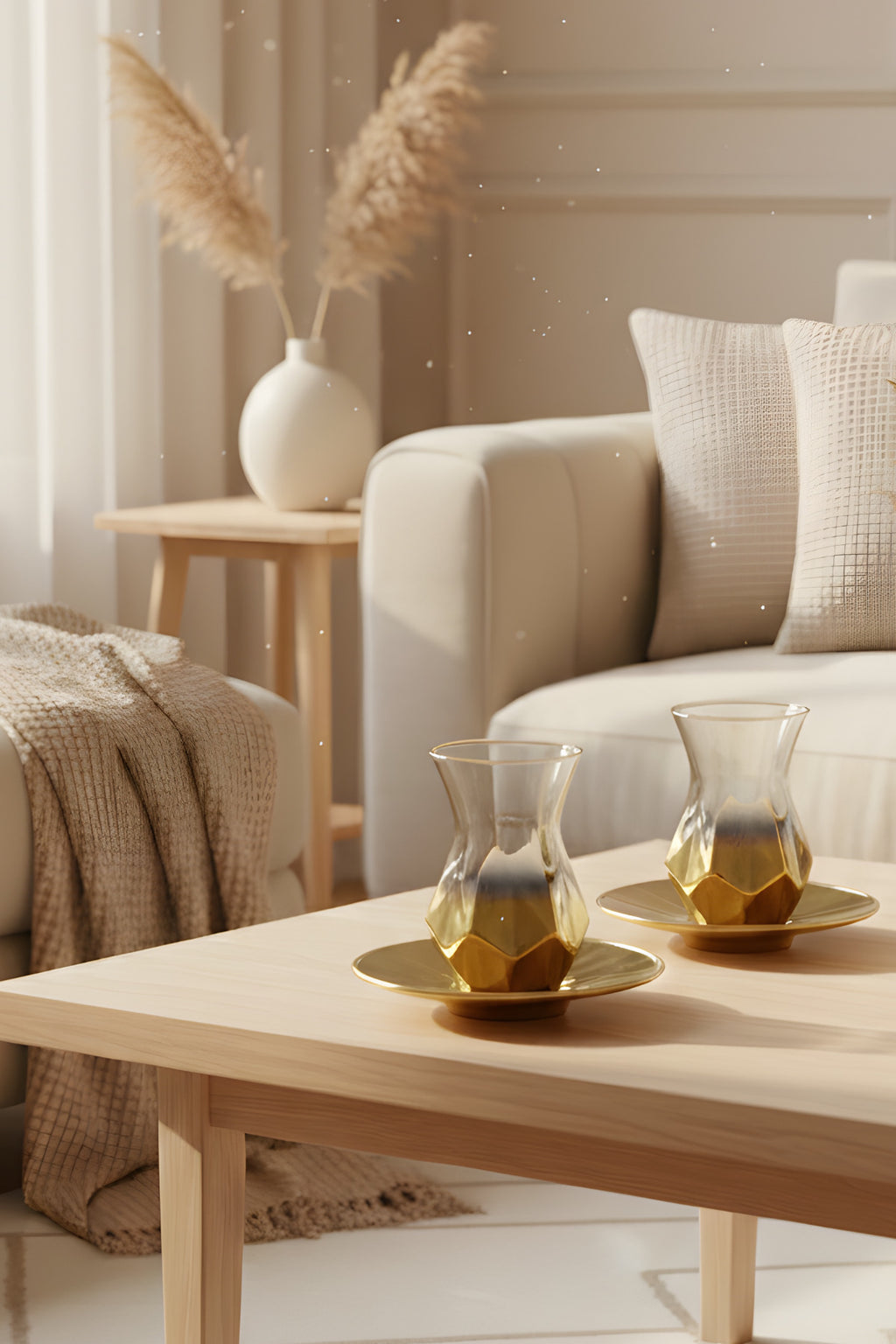 Amber Lüks 6 Kişilik Cam Çay Seti - 12 Parçalık Çeyizlik Modern Tasarım-Hediyelik