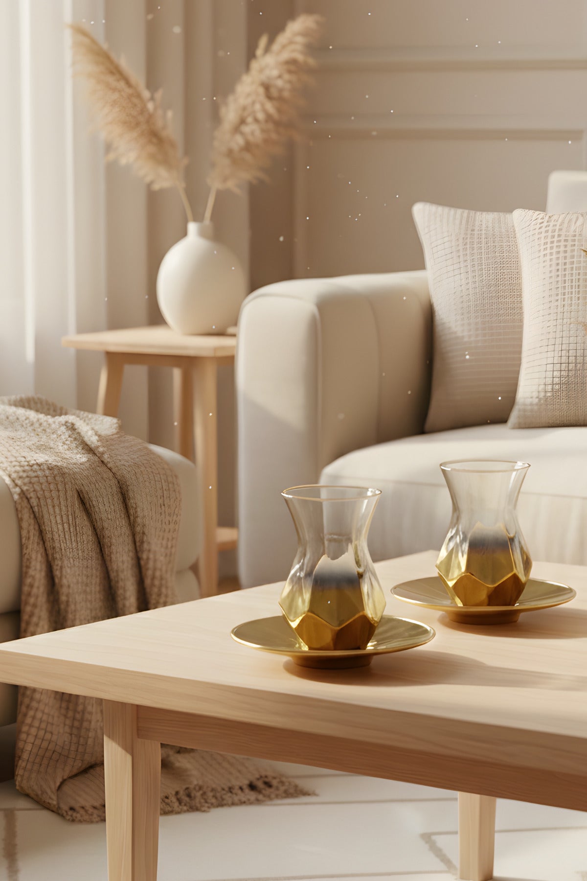 Amber Lüks 6 Kişilik Cam Çay Seti - 12 Parçalık Çeyizlik Modern Tasarım-Hediyelik
