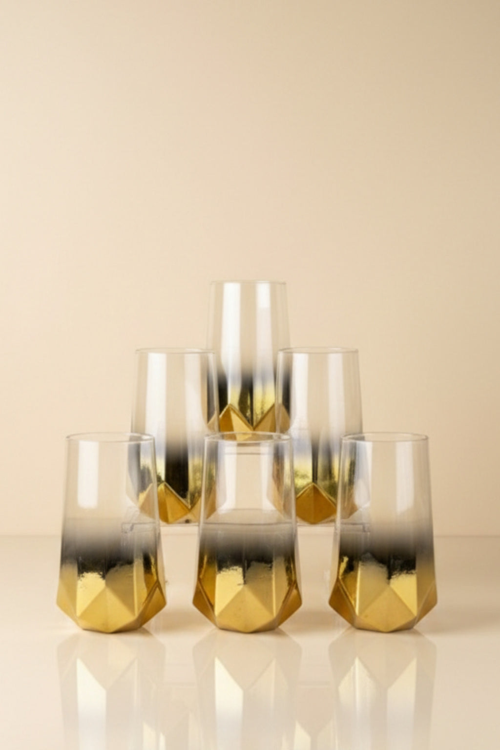 Amber Serisi Titanyum Kaplama Modern Su Bardağı 6’lı Premium Set - Hediyelik