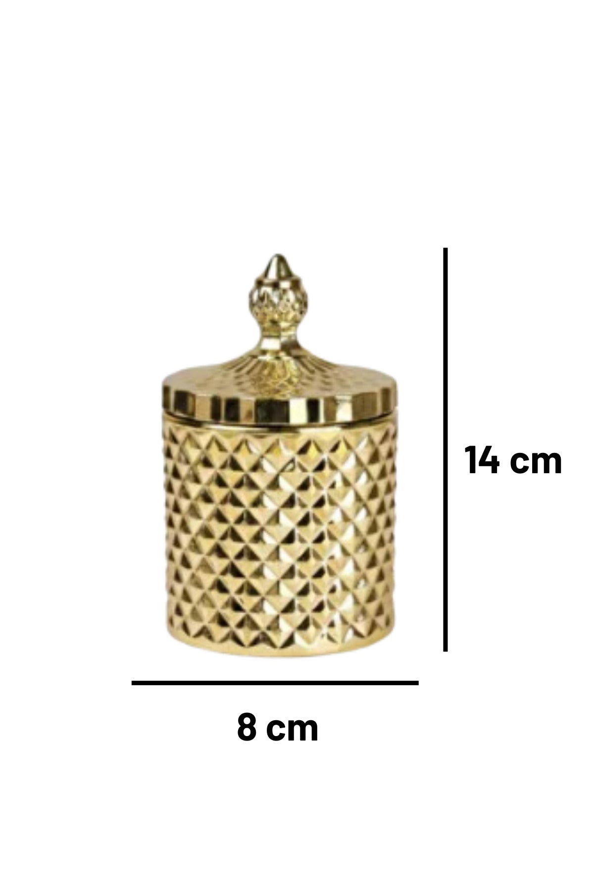 Diamond Serisi Cam Titanyum Kaplama Dekoratif Kavanoz - Şekerlik, Baharatlık,Takı Kutusu ve Pamukluk