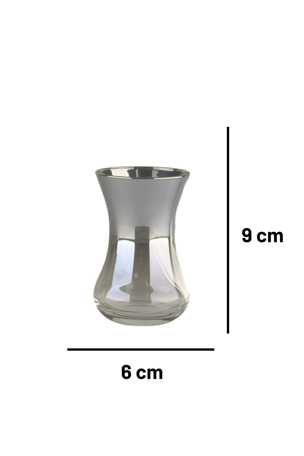 Simge Serisi Cam Titanyum Kaplama 6 Kişilik Çay Bardağı Seti - Modern Şık Çeyizlik Set