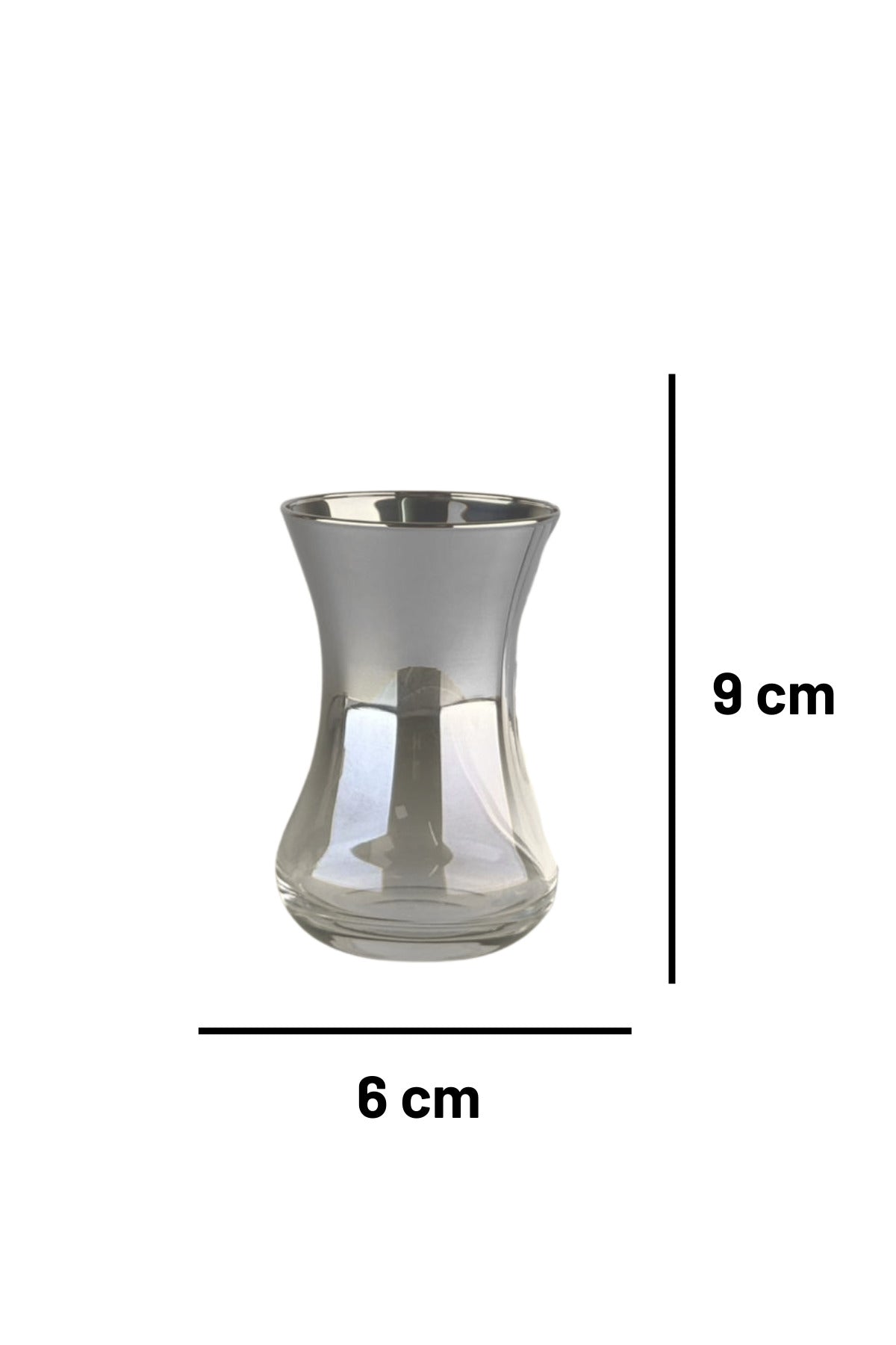 Simge Serisi Cam Titanyum Kaplama 6 Kişilik Çay Bardağı Seti - Modern Şık Çeyizlik Set