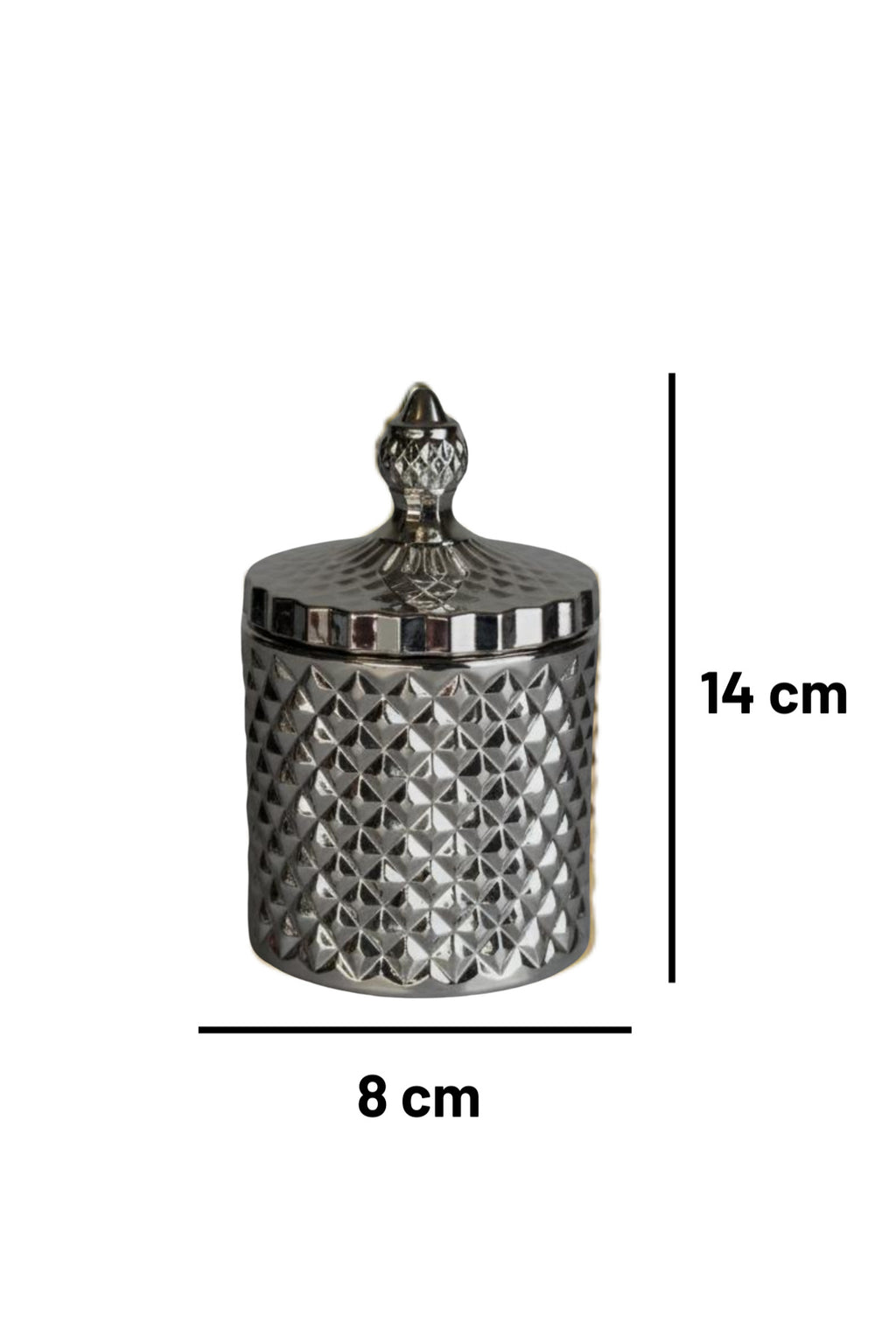 Diamond Serisi Cam Titanyum Kaplama Dekoratif Kavanoz - Şekerlik, Baharatlık,Takı Kutusu ve Pamukluk