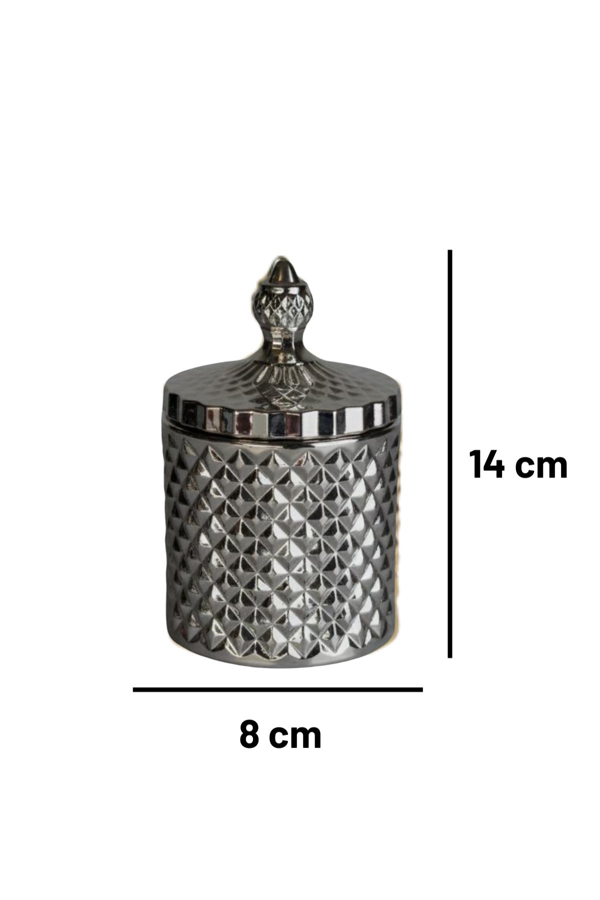 Diamond Serisi Cam Titanyum Kaplama Dekoratif Kavanoz - Şekerlik, Baharatlık,Takı Kutusu ve Pamukluk