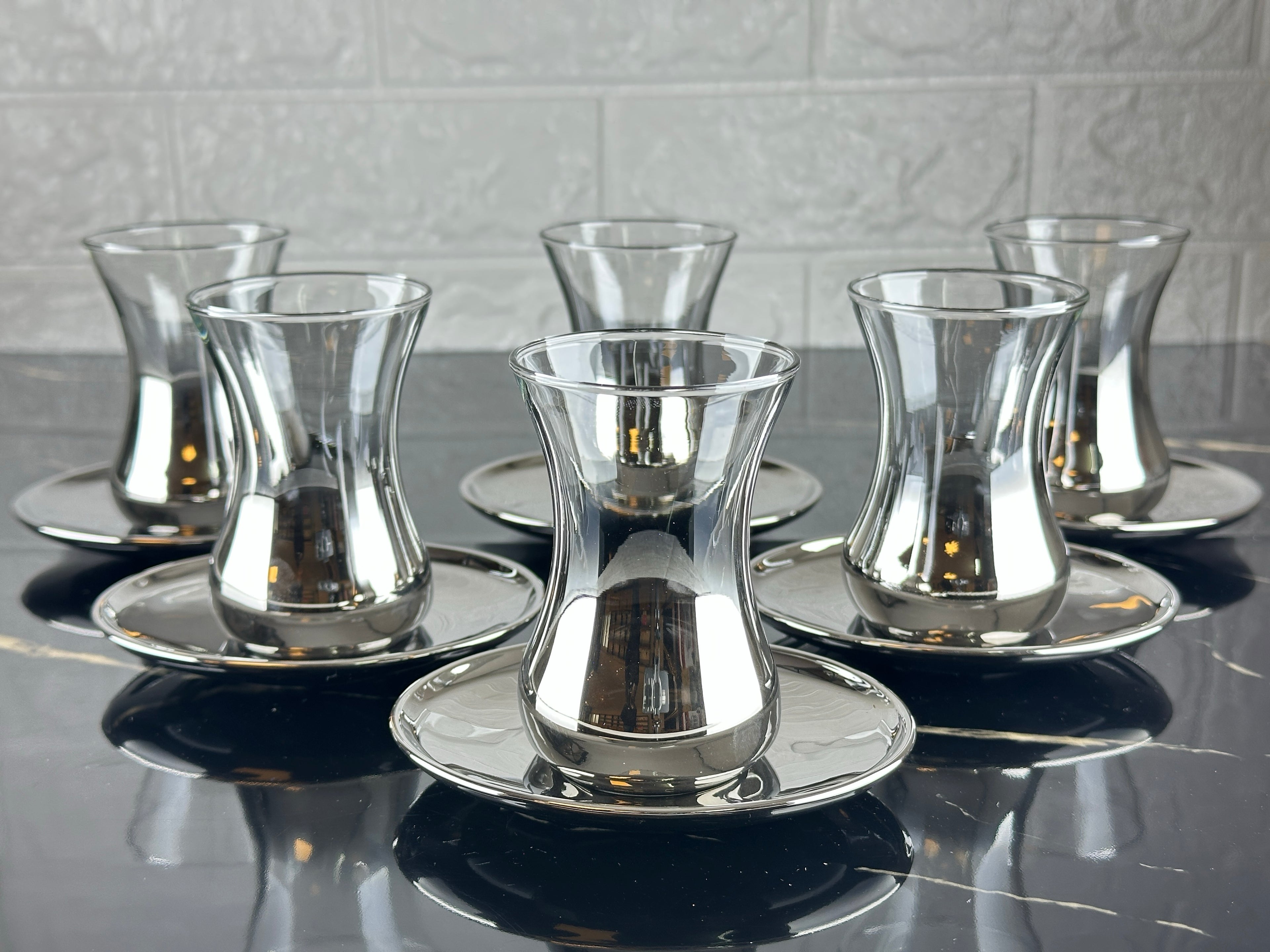 rova tr Titanyum Kaplama 6 Kişilik Çay Bardağı Seti