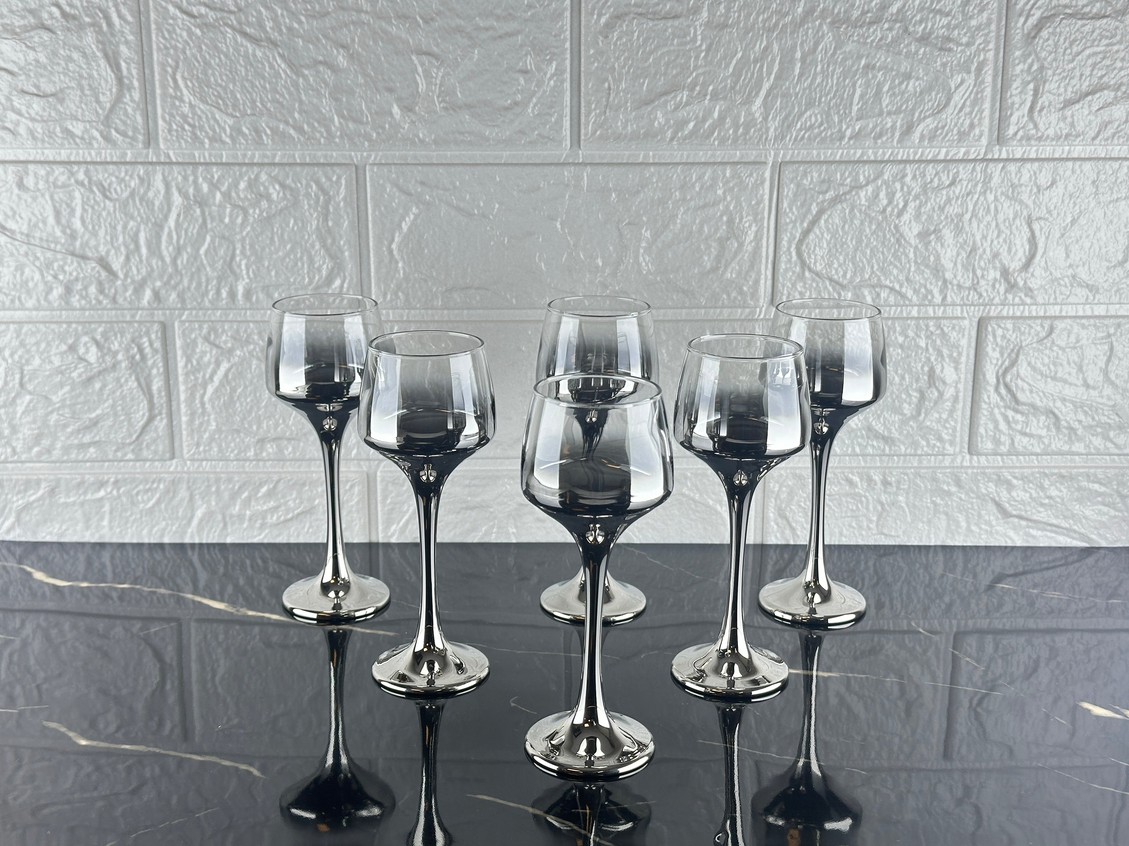 rova tr Kadeh 6'lı Titanyum Kaplama Ayaklı Modern Bardak Seti