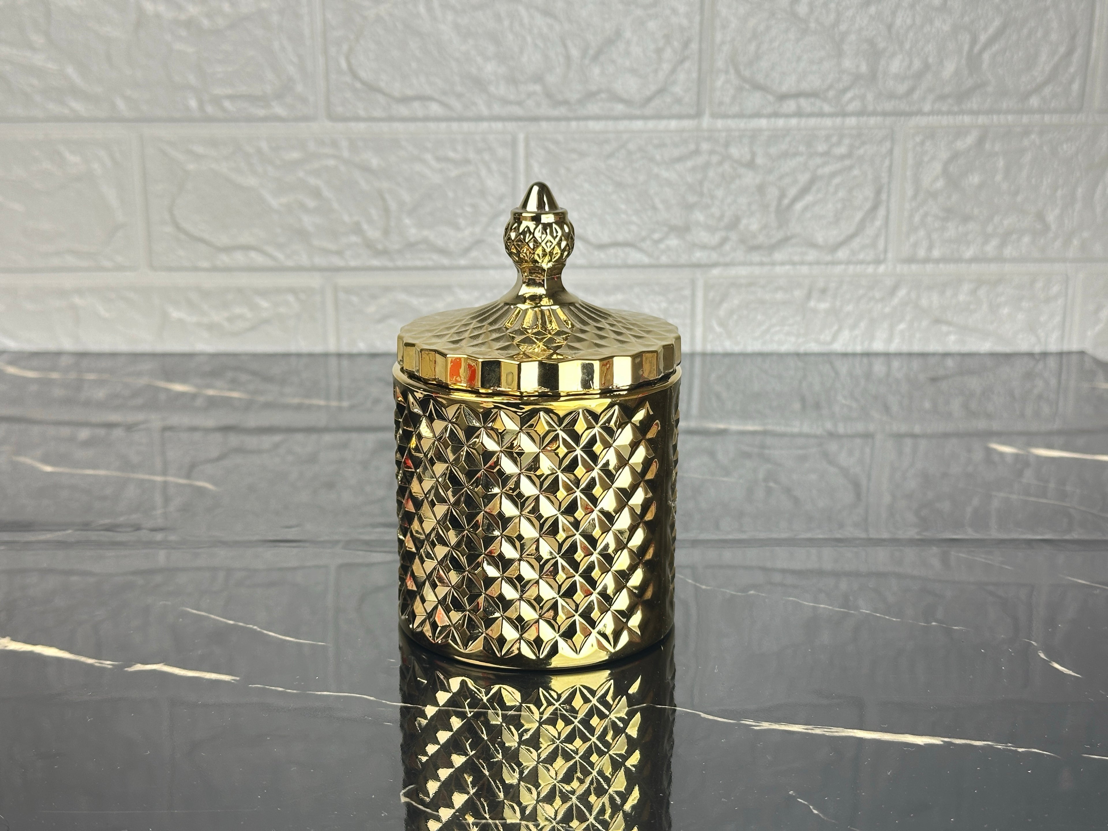 rova tr Diamond Serisi Lüks Dekoratif Cam Kavanoz - Çok Amaçlı Şekerlik, Baharatlık, Takı Kutusu ve Pamukluk