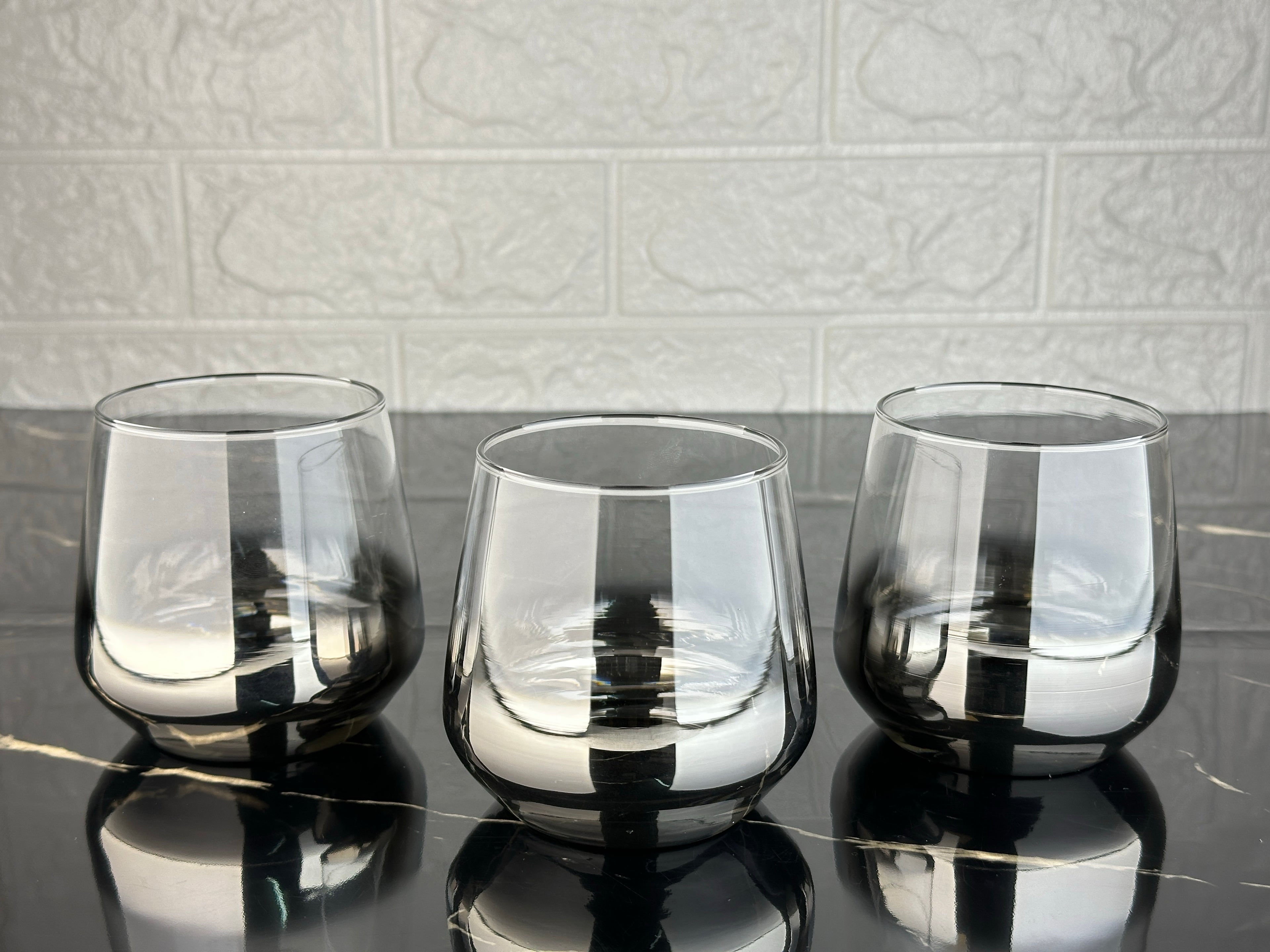 rova tr Lal Küçük Serisi Titanyum Kaplama Cam Modern Bardak- 3 Adet Su Bardağı