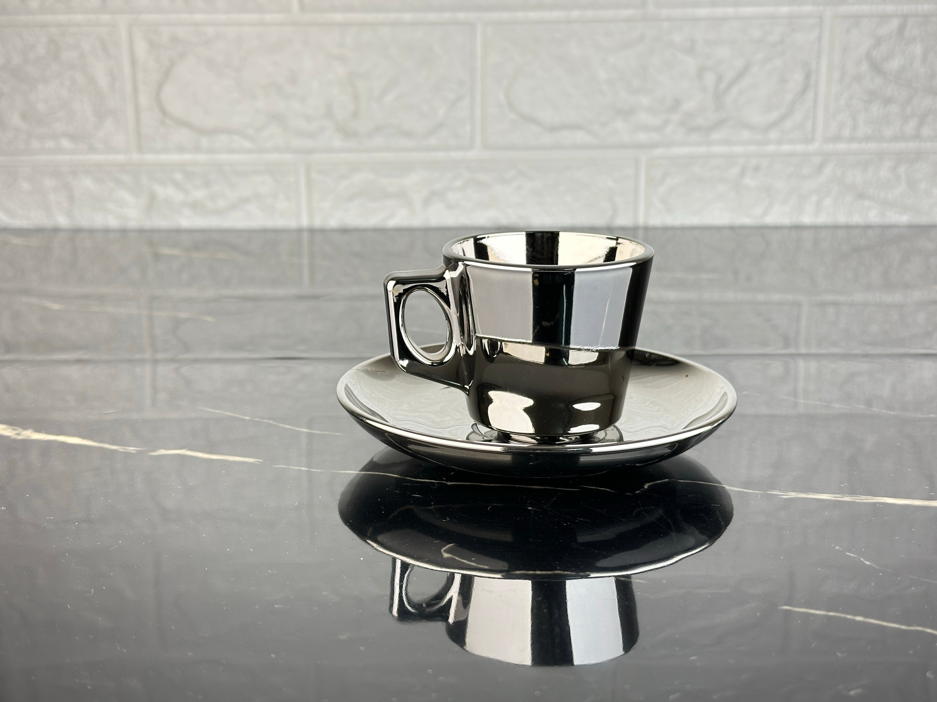 rova tr Titanyum Kaplama Modern Türk & Filtre Kahve Fincanı - 12 Parça 6 Kahve Fincanı 6 Tabak