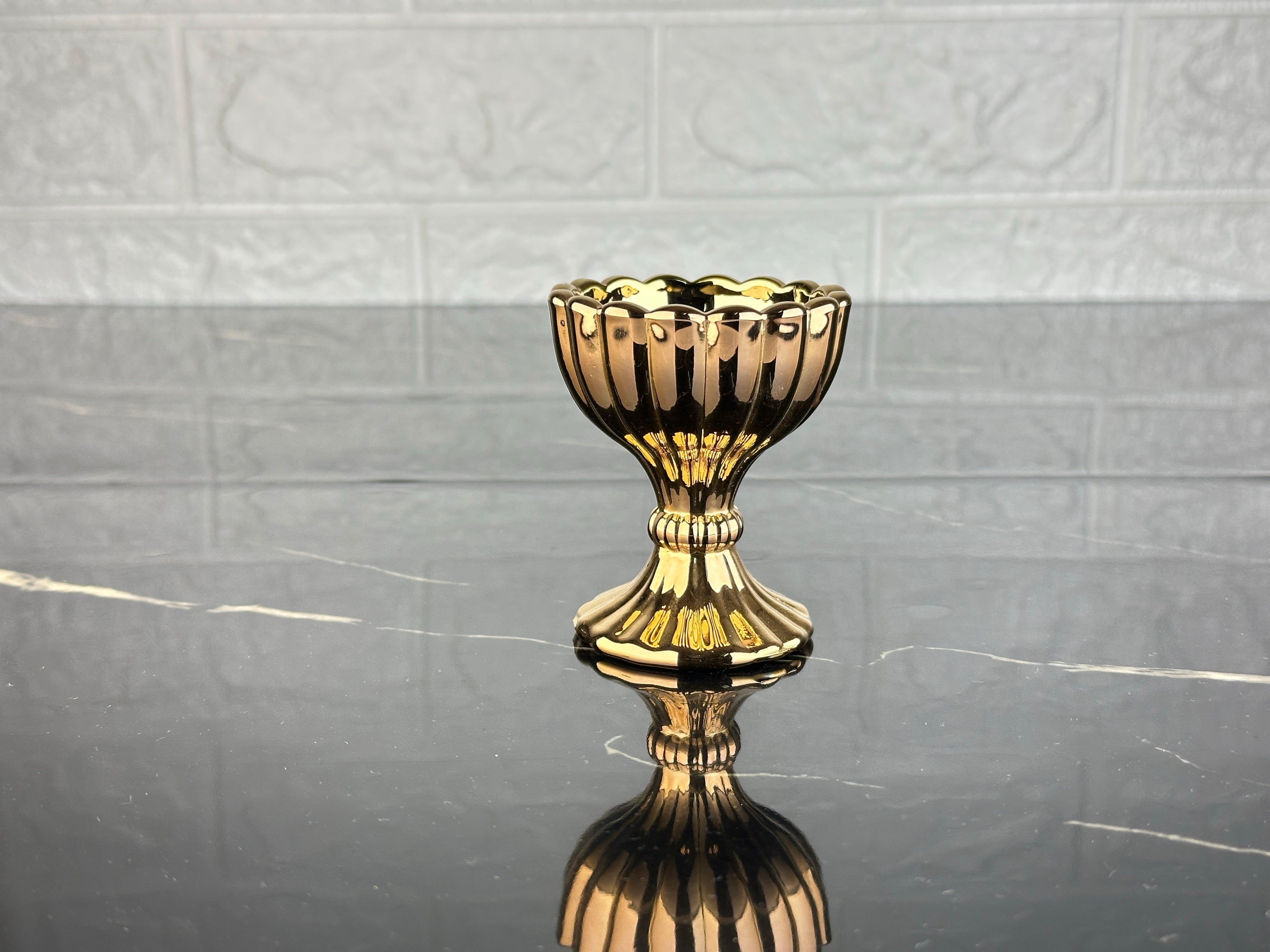 rova tr Lüks Titanyum Kaplama Cam Lokumluk - Küçük Boy Kahve Yanı - Reçellik Kahvaltı sunumları 6 Parça