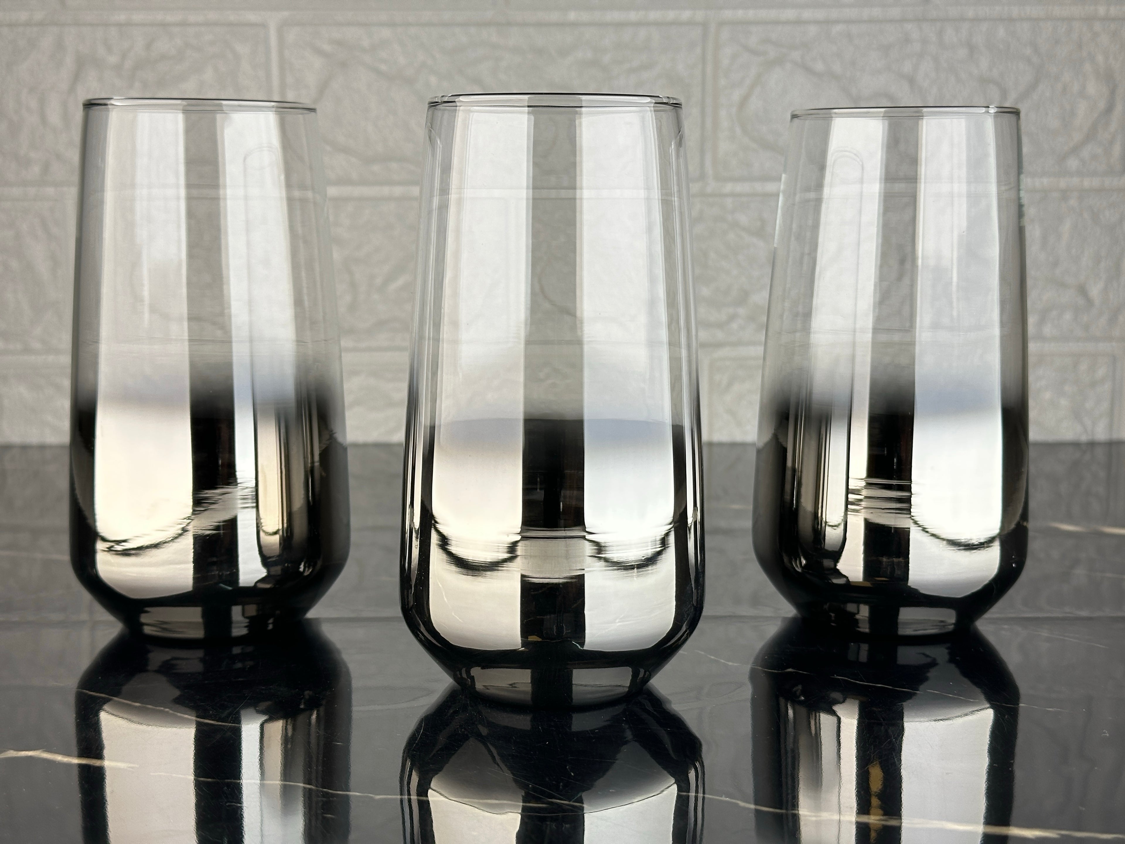 rova tr Lal Büyük Serisi Titanyum Kaplama Cam Modern Bardak- 3 Adet Su Bardağı