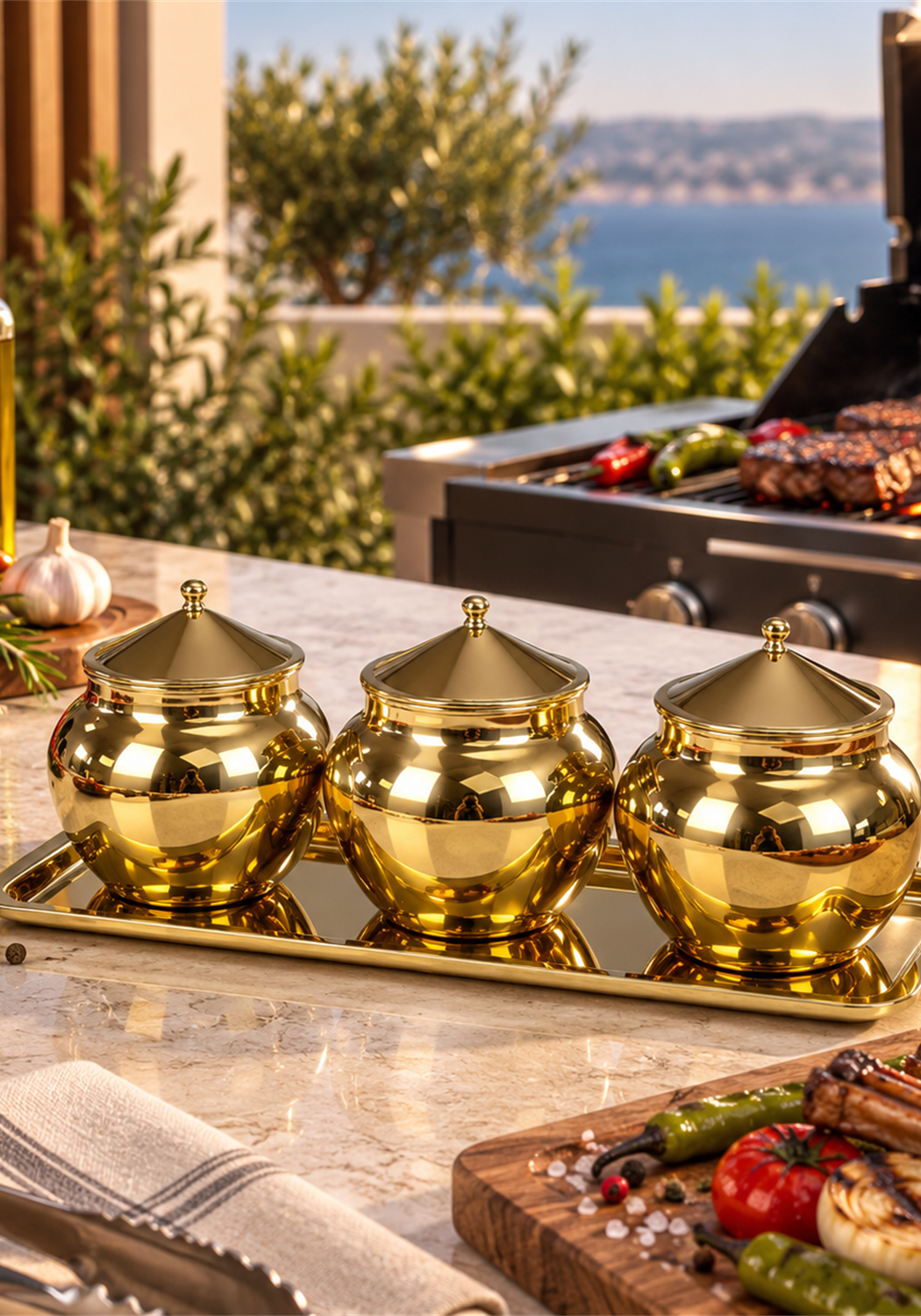 ROVA TR Stainless Steel Spice Jar Set – 3 Jars, 400 ml, with Tray